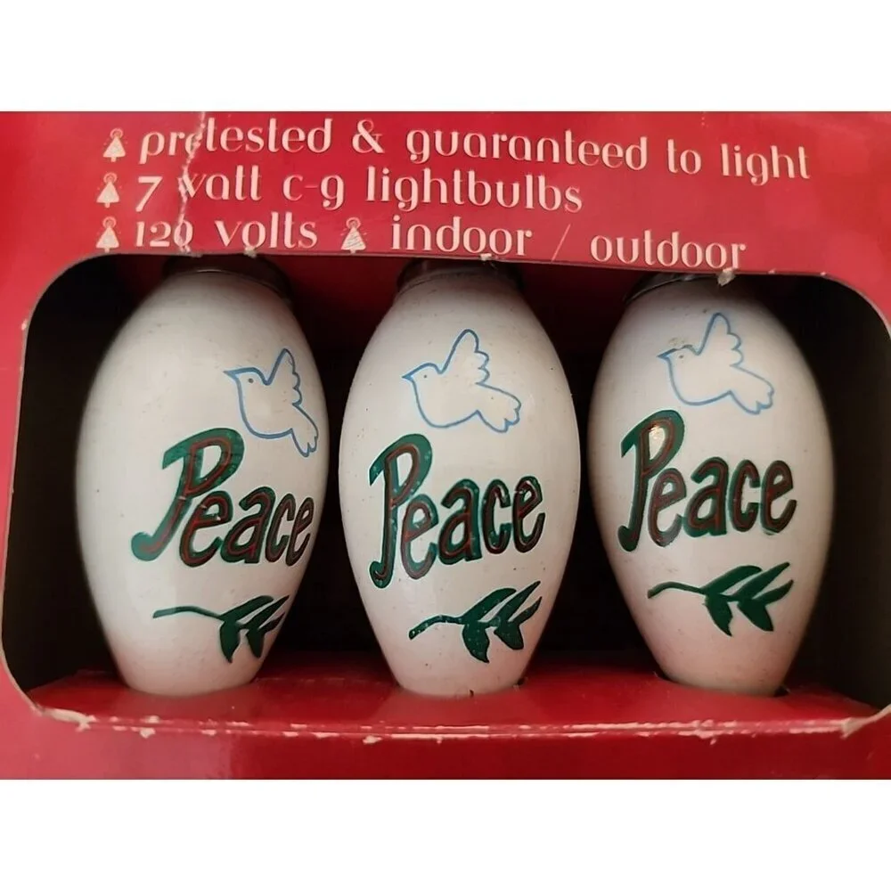 Vtg 1996 Christmas “Peace” & Doves 7 watt Replacement Bulbs 3 Per Pk See Pics